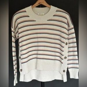 Madewell Multicolor Striped Sweater with Button Details